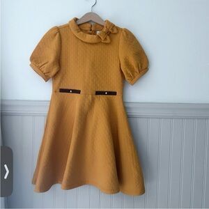 Janie and Jack Girls Size 8 Mustard Collared Quilted Modest Dress